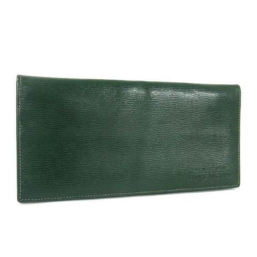 GIVENCHY Leather Bi fold Long Wallet Billfold coin wallet Purse Green